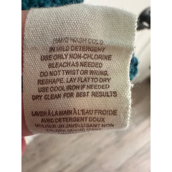 Free People Chunky Knit Wide-Neck Pullover Sweater Size: Small Color: Teal - Picture 10 of 10